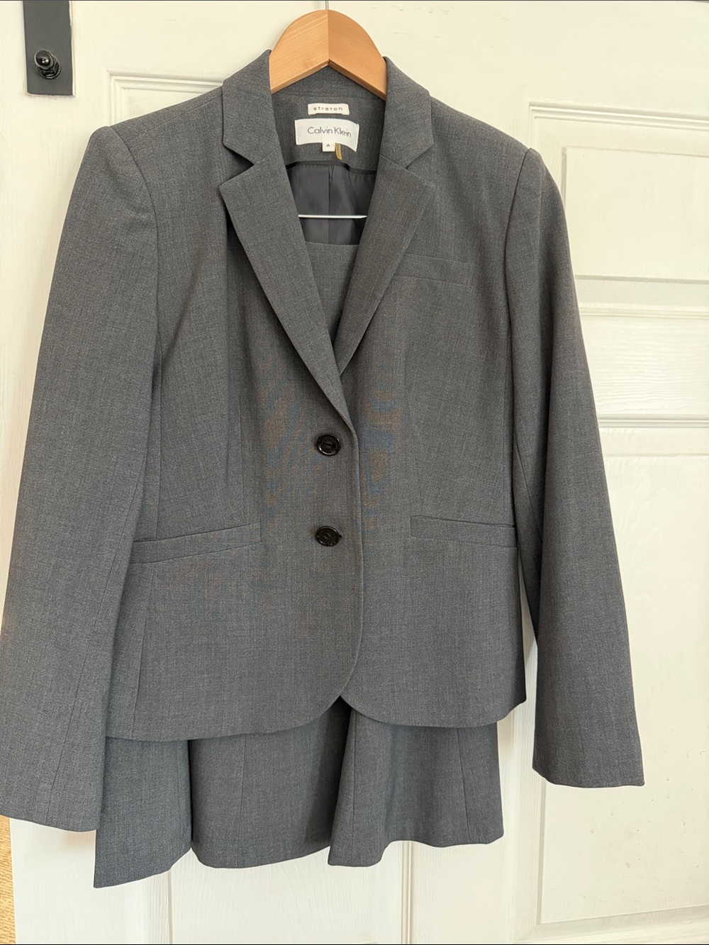 Calvin Klein Gray Two-Button Women's Tailored Blazer and skirt